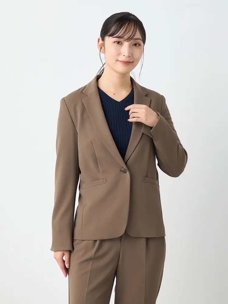 【即納】【パンツスーツ上下セット】ハイストレッチテーラード1つボタンジャケットパンツセット【WEB限定】秋冬【レディース】