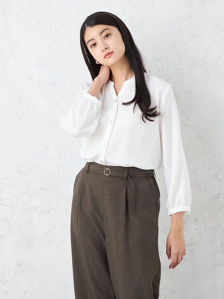 【SOFFICE】ソフトツイル前開きブラウスカットソーソフィーチェウォッシャブル通年【レディース】