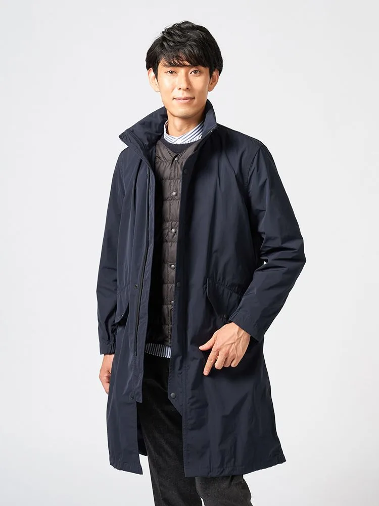 【撥水加工】コートスタンドフィッシュテールコートダウンライナー付きウォッシャブル無地nero秋冬【スリムデザイン】