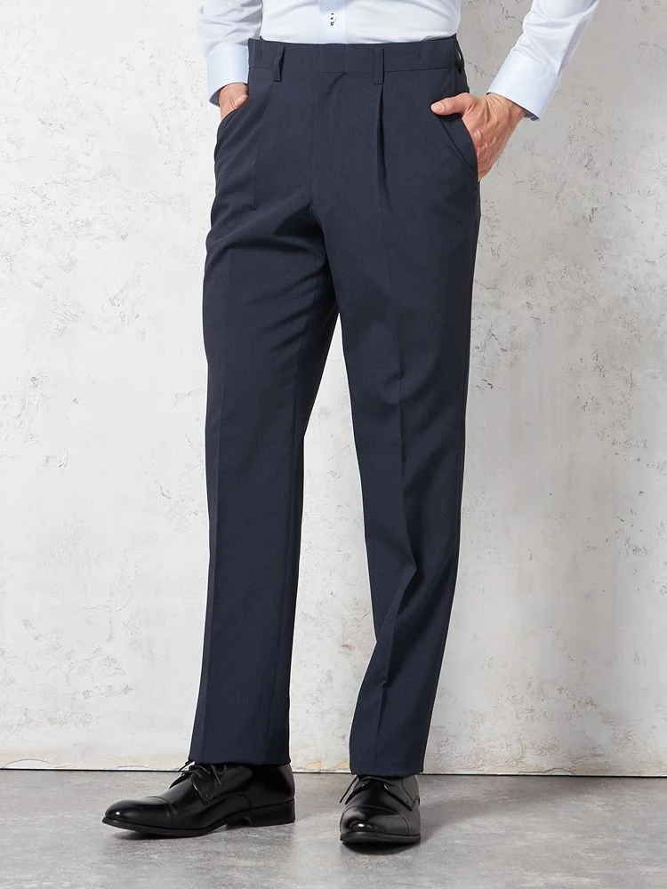 【ウォッシャブル】パンツスラックスワンタックウエストアジャスター付キングサイズピンヘッドリージェントハウス