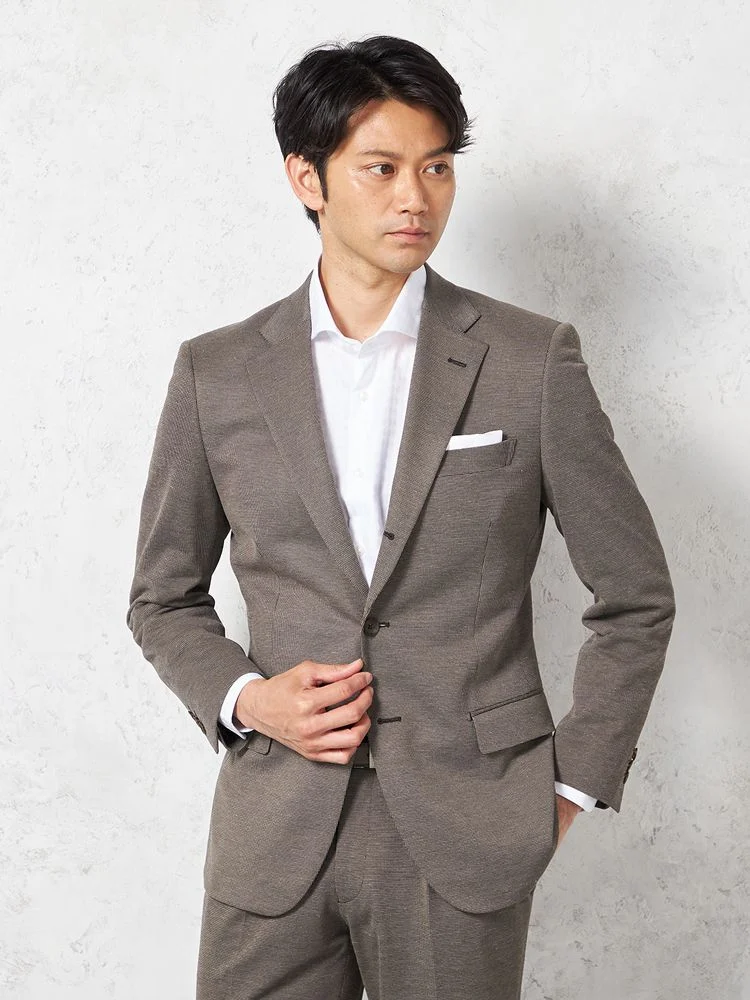 【ウォッシャブル】ジャケット2つボタン【i-Jacket-アイジャケット-】尾州麻混ニット素材クールモーション裏地春夏