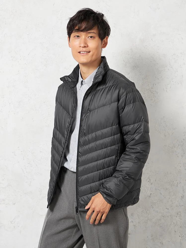 【ウォッシャブル】ダウンブルゾンスタンドカラー【軽量/撥水/保温】無地カジュアルアウターリッケンバッカー秋冬