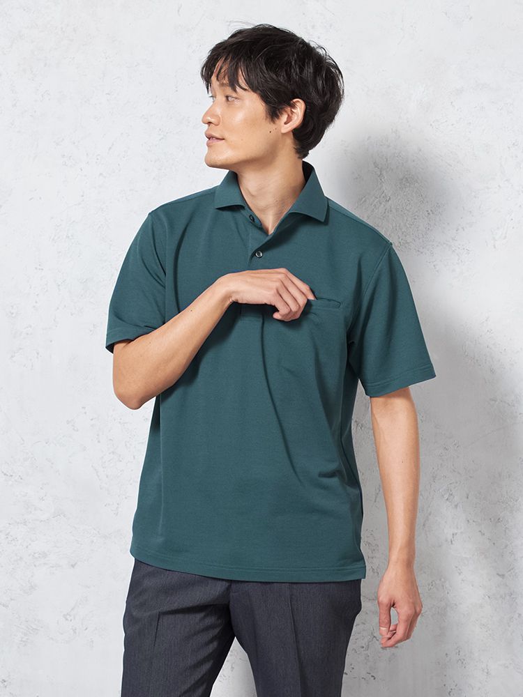 【KATHARINEEHAMNETT-キャサリン・イー・ハムネット-】半袖ポロシャツビズポロセミワイド無地春夏