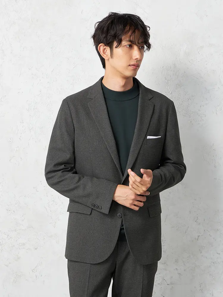 【TOKYORUN】セットアップジャケット２つボタンウォッシャブルストレッチ通年