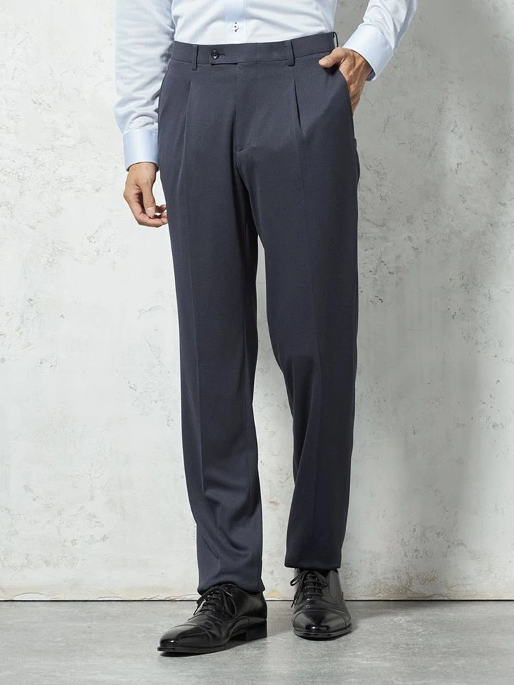 【ウォッシャブル】パンツワンタックウエストストレッチ千鳥格子リッケンバッカー秋冬