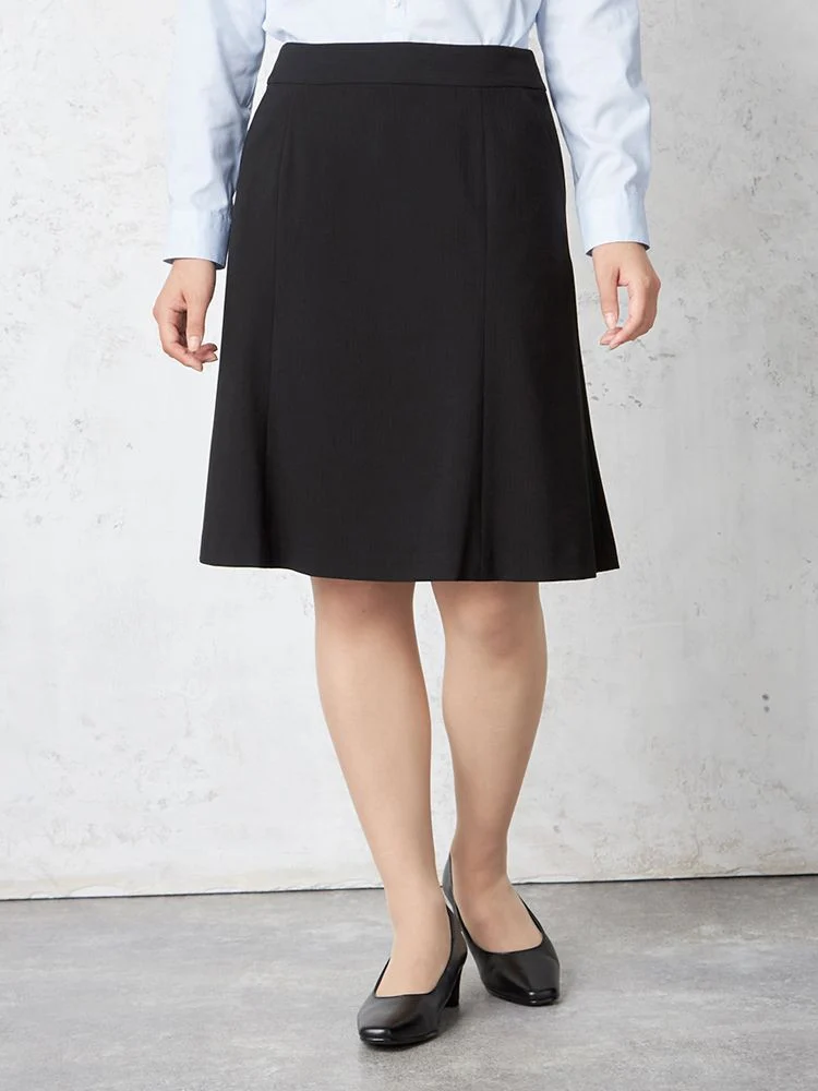 【ウォッシャブル】セミフレアスカート2WAYストレッチブラックシャドウストライプS＆Mknightsbridge通年【レディース】