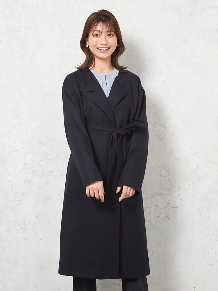 【働ラク肩ラクシリーズ】コート2WAY仕様ウール混ニットコート無地STOVEL＆MASONWHITE秋冬【レディース】