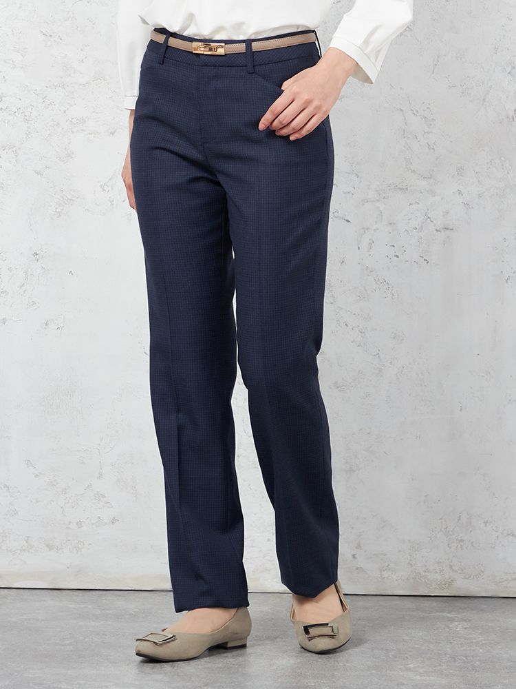 【ウール100％】ストレートパンツ【REDA】ネイビー無地STOVEL＆MASON通年【レディース】