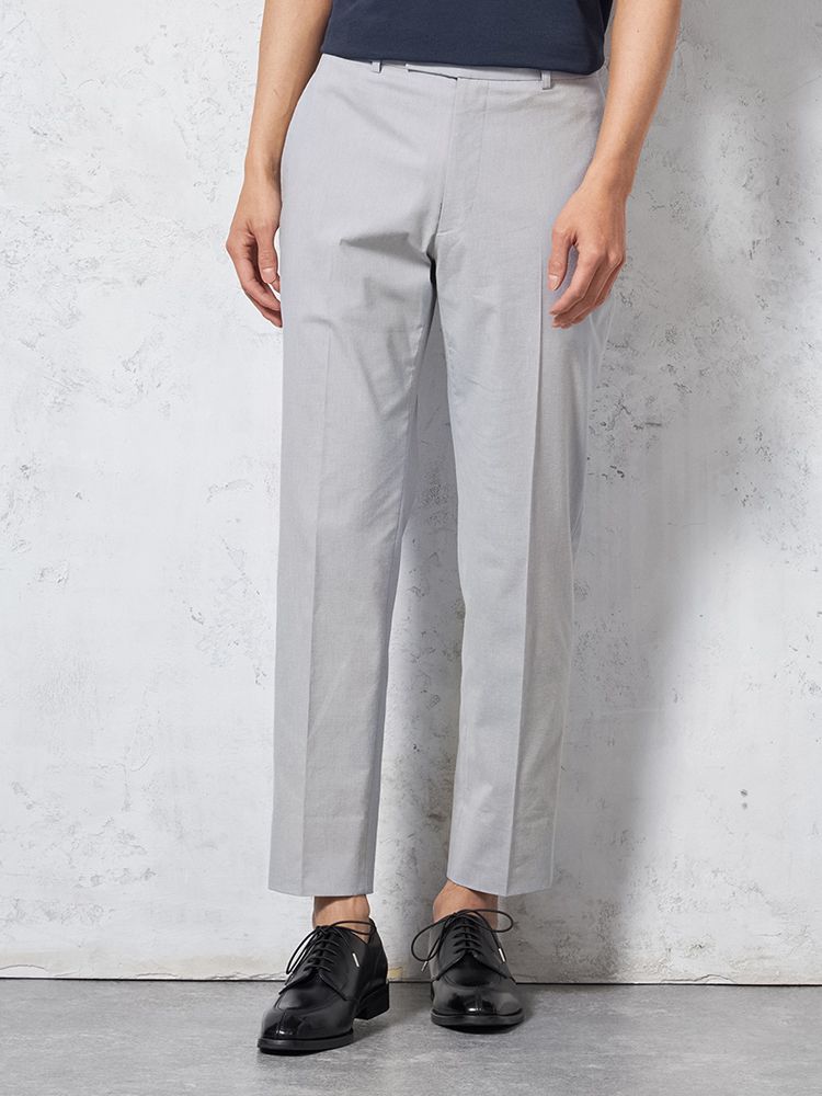 【KATHARINEEHAMNETT-キャサリン・イー・ハムネット-】スーパーストレッチパンツチノパンウォッシャブルライトグレー無地