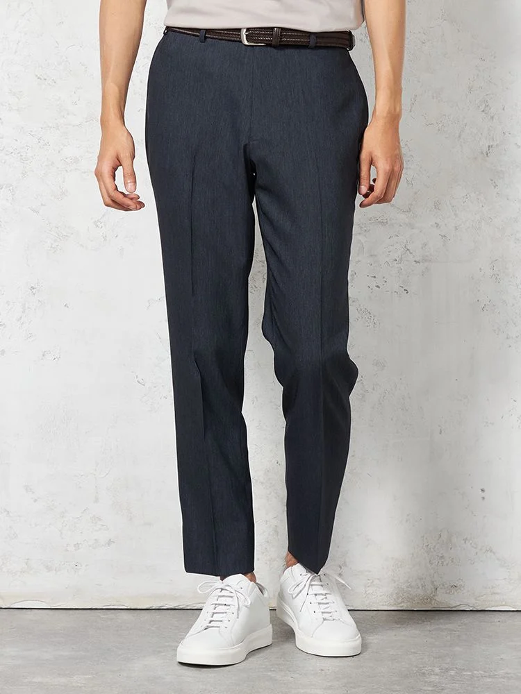 【KATHARINEEHAMNETT-キャサリン・イー・ハムネット-】デニム調パンツノータック【セットアップ商品有】ウォッシャブルストレッチネイビー無地