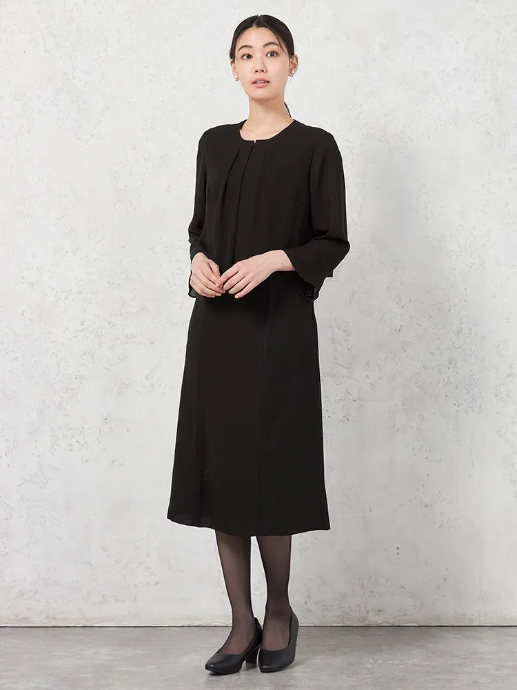 【ウォッシャブル】軽量フォーマルノーカラーワンピースSOFFICE通年礼服【レディース】