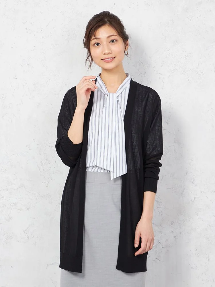 【ウォッシャブル】カーディガン長袖ロングカーデ無地SOFFICE春夏【レディース】