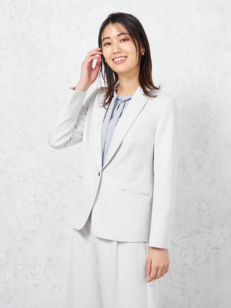 【INDIVI】ウォッシャブルテーラードジャケット1つボタンダブルクロス無地通年【レディース】