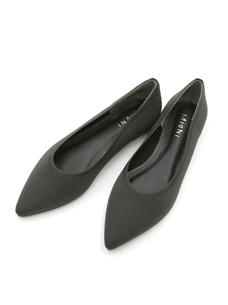 【INDIVI】ニットパンプス軽量ブラック/チャコールグレー通年【レディース】