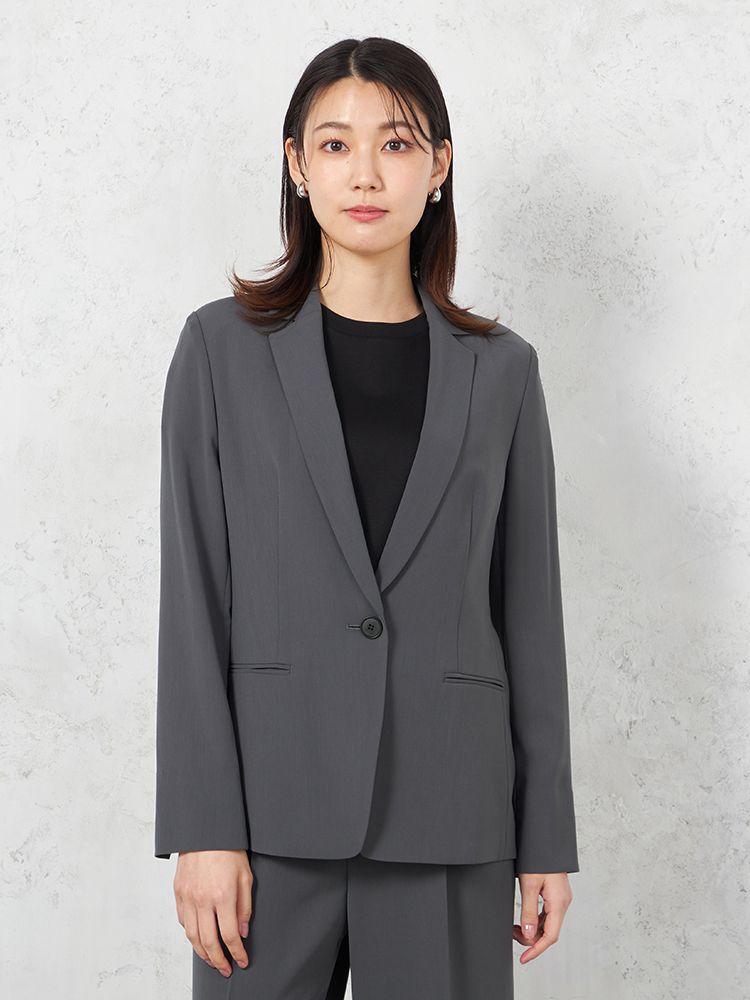 【INDIVI】ウォッシャブルクールツイストテーラード1つボタンジャケット無地【レディース】
