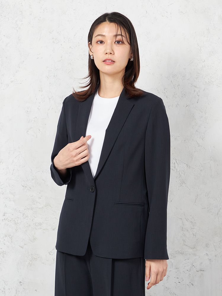 【INDIVI】ウォッシャブルクールツイストテーラード1つボタンジャケット無地【レディース】