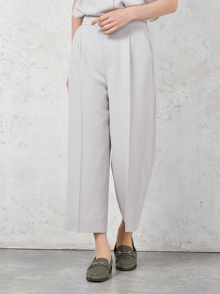 【INDIVI】ウォッシャブルクールツイストワイドパンツ無地【レディース】