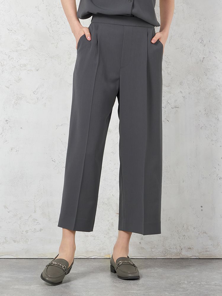 【INDIVI】ウォッシャブルクールツイストワイドパンツ無地【レディース】