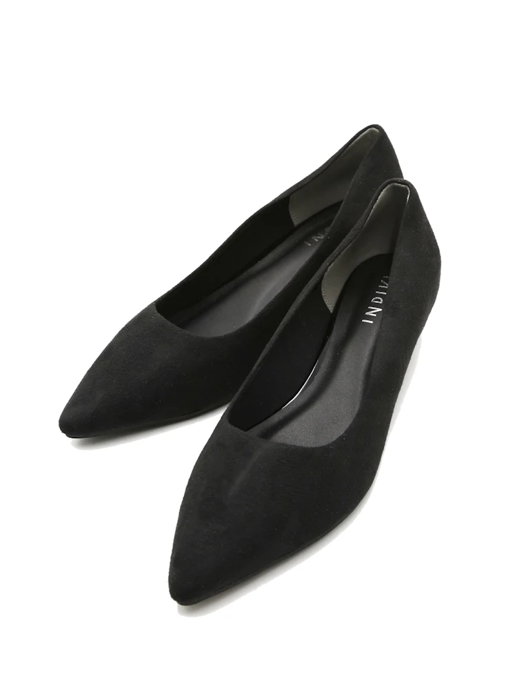 【INDIVI】スウェード調パンプスブラック／グレー無地通年【レディース】