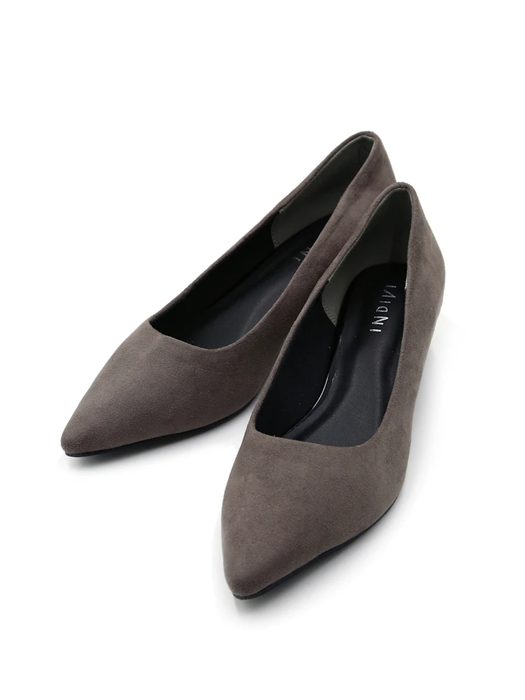 【INDIVI】スウェード調パンプスブラック／グレー無地通年【レディース】