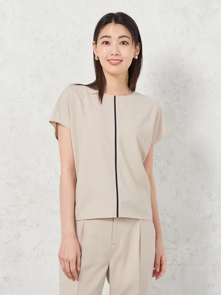 【INDIVI】キャリーマンストレッチ配色プルオーバーウォッシャブル【レディース】