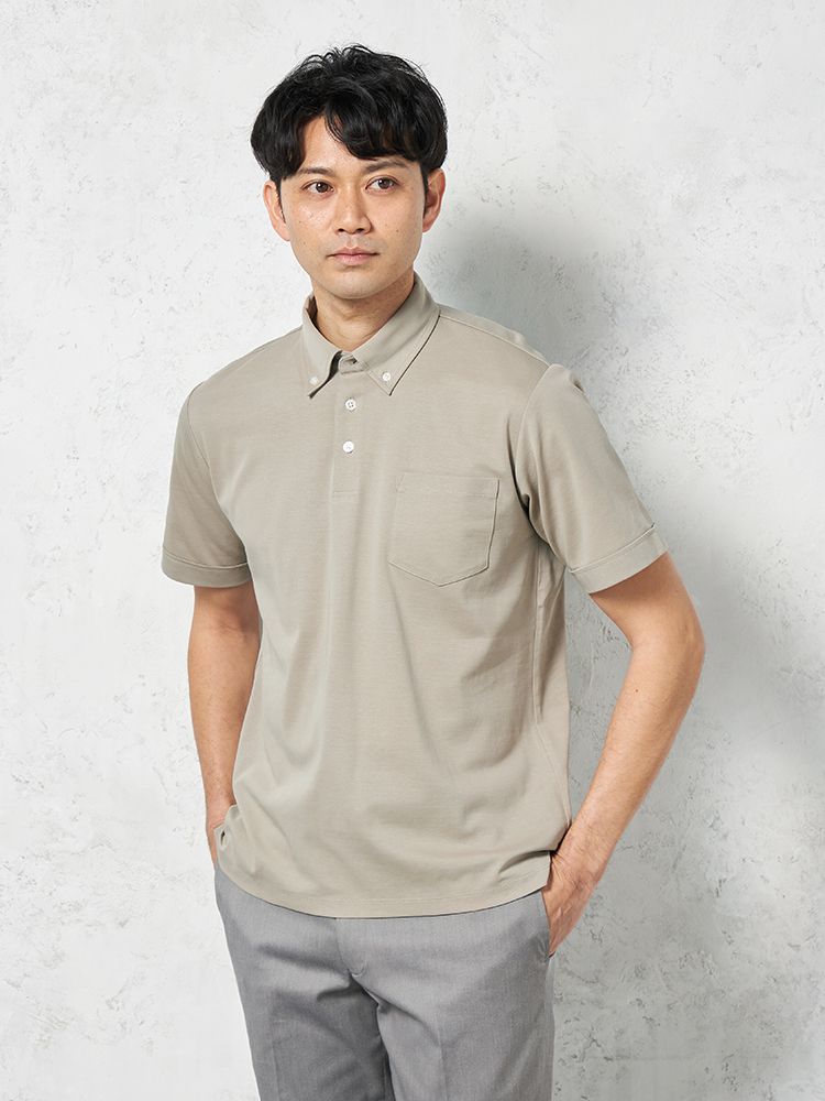 【汗じみ防止】半袖ビズポロシャツボタンダウン無地TOKYORUN春夏
