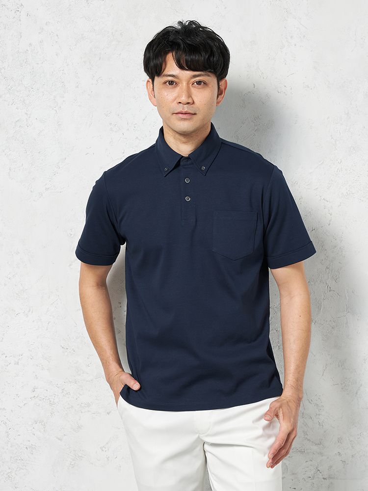 【汗じみ防止】半袖ビズポロシャツボタンダウン無地TOKYORUN春夏