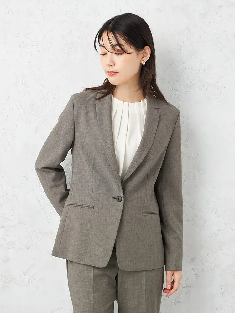 【INDIVI】キャリーマンウール混テーラードジャケットチェックウォッシャブル秋冬【レディース】