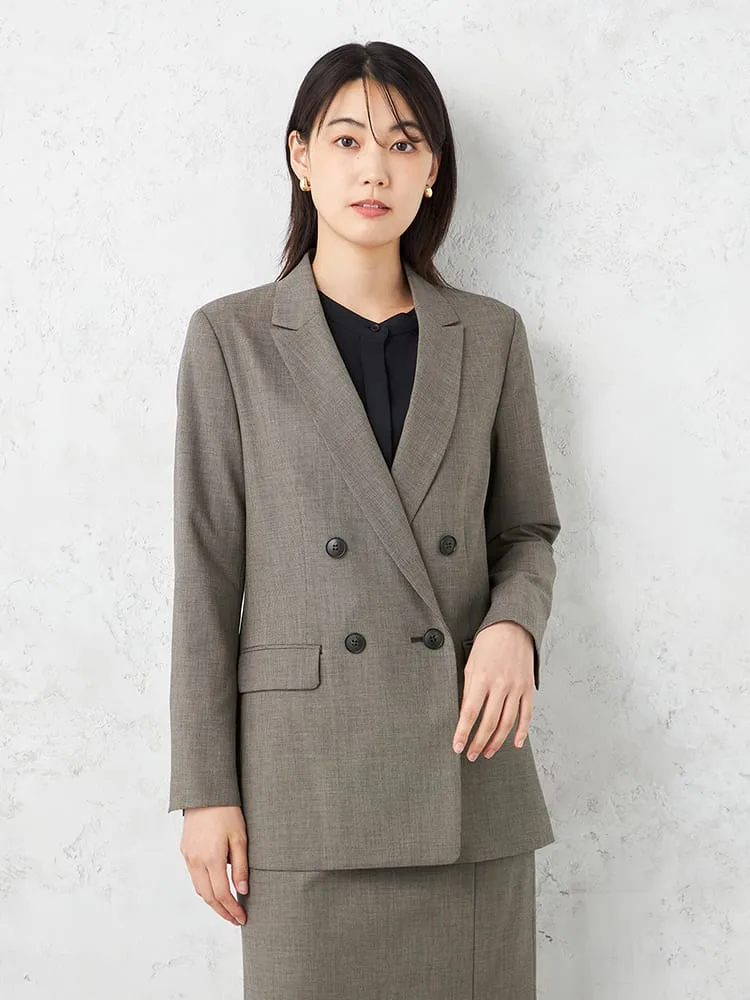 【INDIVI】キャリーマンウール混ダブルジャケットチェックウォッシャブル秋冬【レディース】