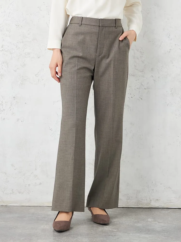 【INDIVI】キャリーマンウール混ワイドパンツチェックウォッシャブル秋冬【レディース】