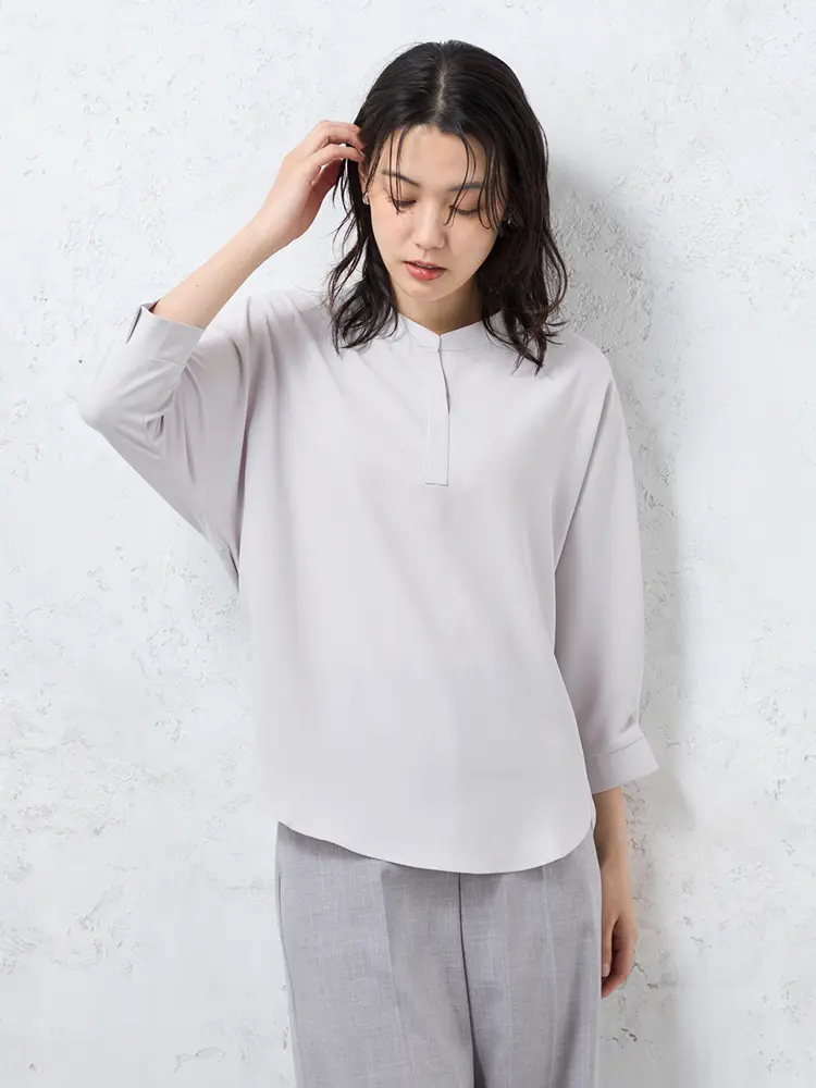 【INDIVI】アムンゼンキーネックブラウスカットソー長袖ウォッシャブル通年【レディース】