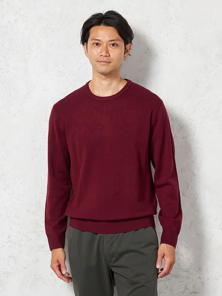 【吸湿発熱】長袖ニットGヒートクルーネックカジュアルインナー無地リッケンバッカー秋冬