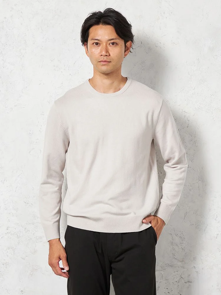 【吸湿発熱】長袖ニットGヒートクルーネックカジュアルインナー無地リッケンバッカー秋冬