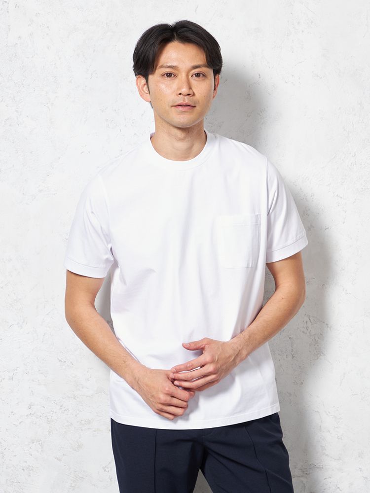 【冷感】半袖スロープネックTシャツカジュアルインナー無地TOKYORUN春夏