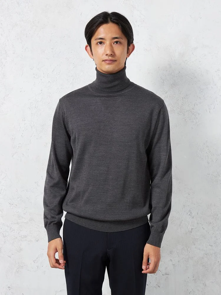 【制電＆抗ピリング】天竺タートルネックセーターカジュアルインナー無地リッケンバッカー秋冬