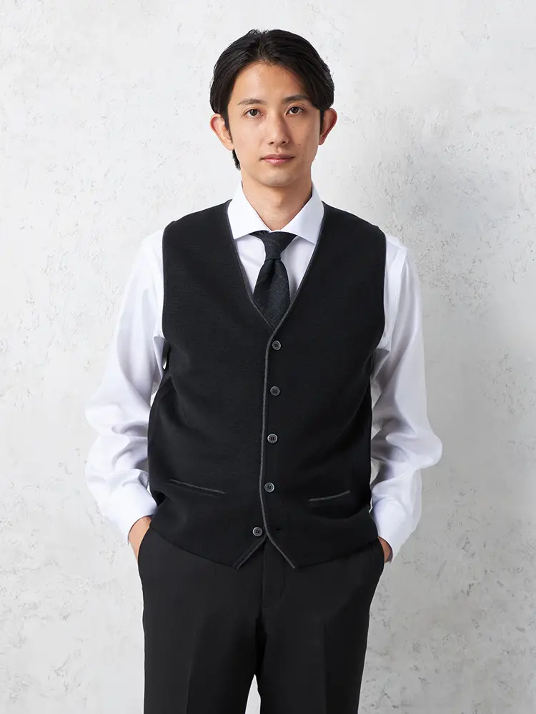 【リッケンバッカー】前身ミラノリブ後身キルトベストカジュアルインナーニット半袖ベスト保温秋冬