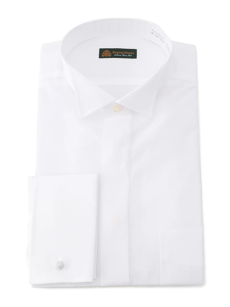 【ウィングカラー】長袖ワイシャツタック無し白無地結婚式冠婚葬祭フォーマルタキシードモーニング正礼装蝶ネクタイ向け