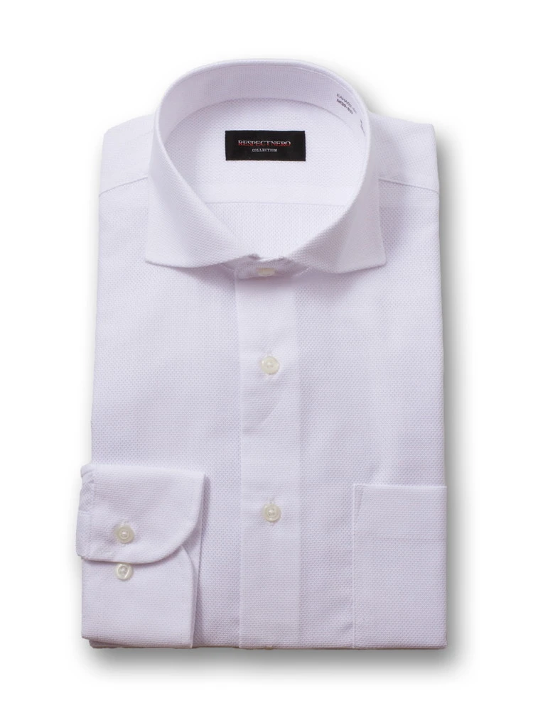 【形態安定】長袖ワイシャツカッタウェイレノクロスシリーズ吸水速乾無地nero【スリムデザイン】