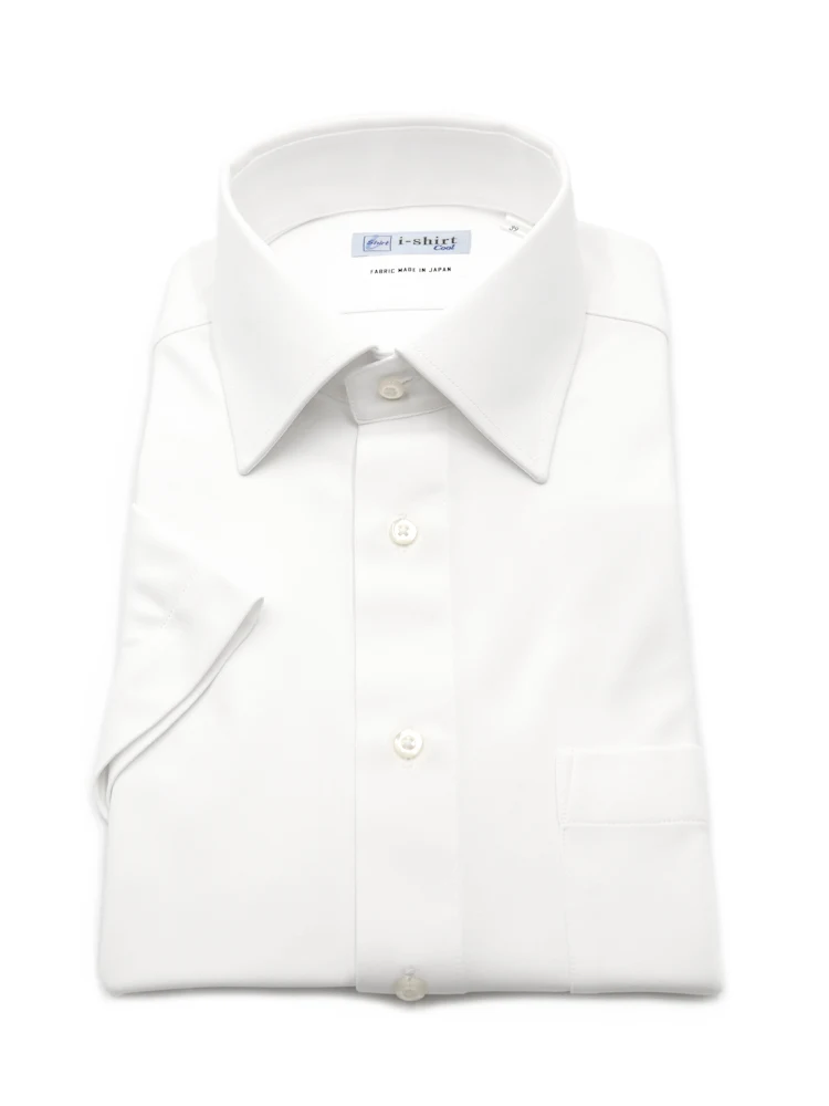 【完全ノーアイロン】半袖アイシャツセミワイド【透け防止】帳衣素材白無地i-shirtワイシャツ春夏