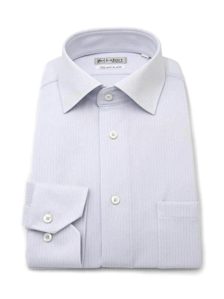 【即納】WEB限定【完全ノーアイロン】長袖アイシャツセミワイドストレッチミニチェック柄i-shirt通年