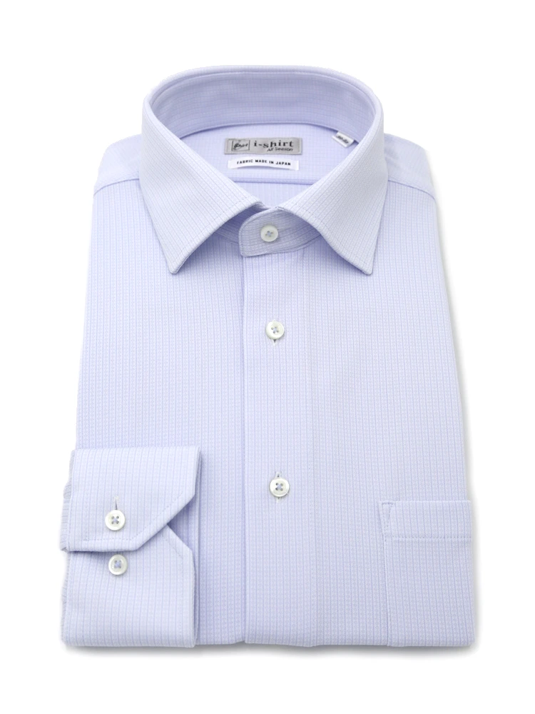 【即納】WEB限定【完全ノーアイロン】長袖アイシャツセミワイドストレッチミニチェック柄i-shirt通年