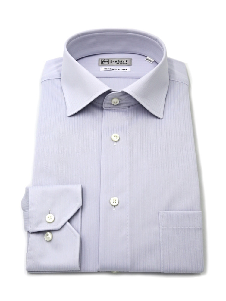【即納】WEB限定【完全ノーアイロン】長袖アイシャツセミワイドストレッチシャドウストライプi-shirt通年