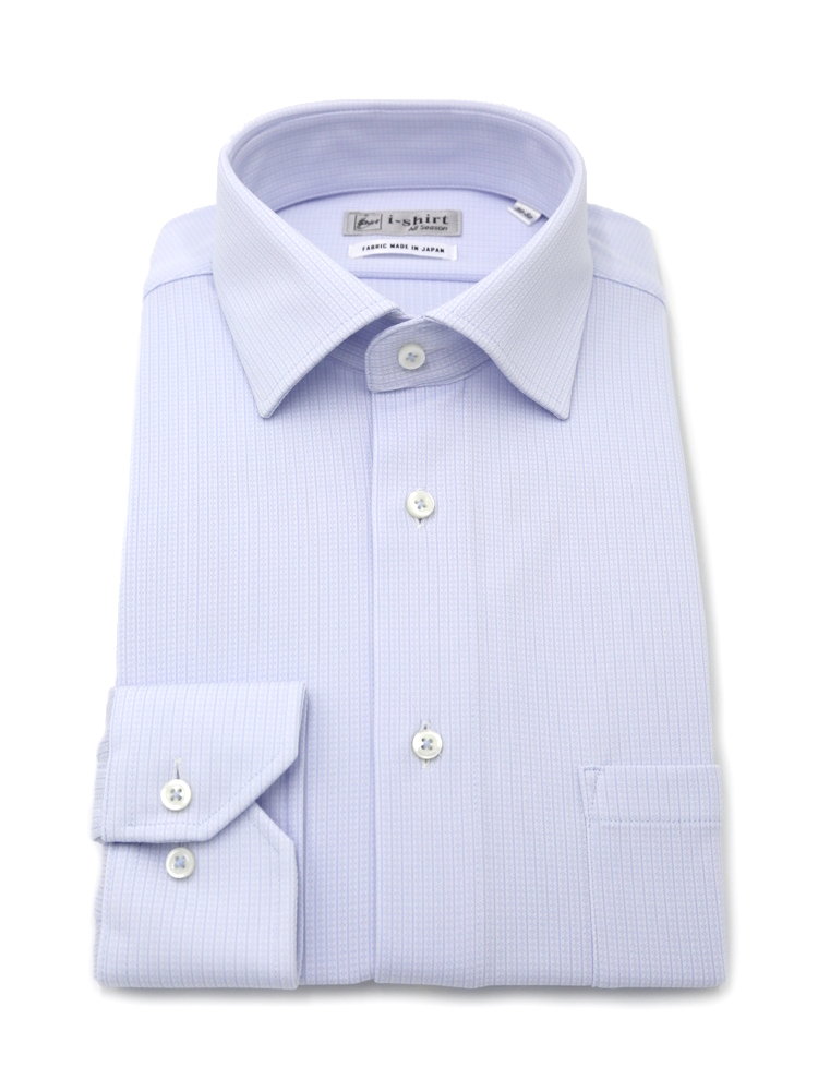 【即納】WEB限定【完全ノーアイロン】長袖アイシャツセミワイドストレッチミニチェック柄i-shirt通年