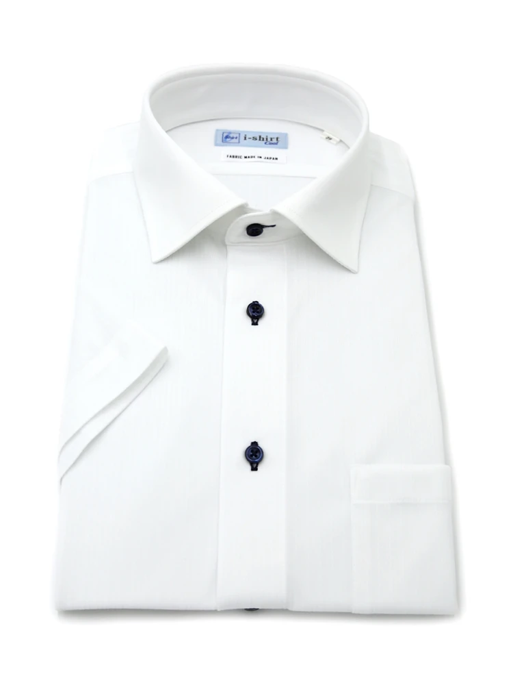 【即納】WEB限定【完全ノーアイロン】半袖アイシャツセミワイドストレッチストライプi-shirt春夏