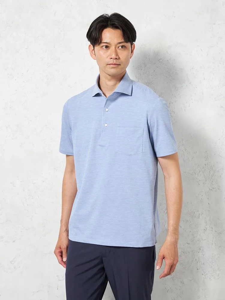 【吸湿冷感】完全ノーアイロン半袖アイポロシャツカッタウェイ無地i-shirt春夏