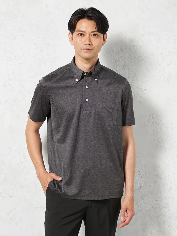 【吸湿冷感】完全ノーアイロン半袖アイポロシャツボタンダウン無地i-shirt春夏