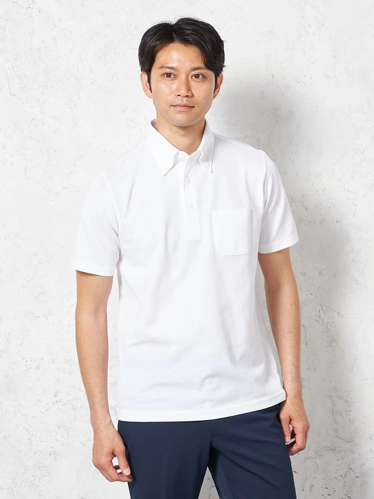 【吸汗速乾】半袖ポロシャツ【アメリカンシーアイランドコットンドライ】ボタンダウンビズポロカジュアルインナー無地春夏