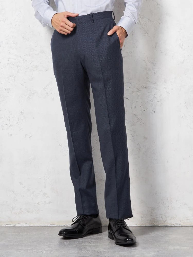 【イタリア製素材REDAFLEXO使用】パンツスラックスノータック千鳥格子S＆MBLUELABEL