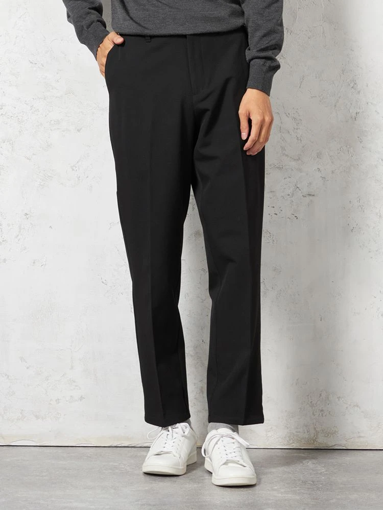 【ウォッシャブル】裏起毛テーパードシルエットストレッチウエストゴム無地カジュアルパンツWALKPLUS秋冬