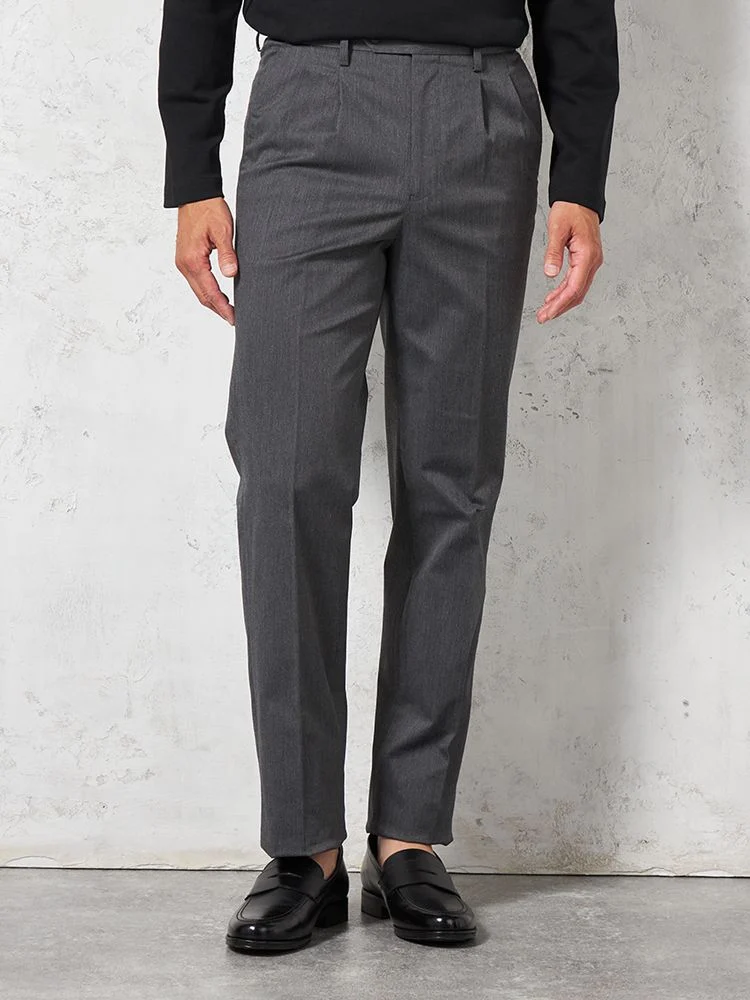 【ツータック】チノパンスーパークリース加工カジュアルパンツ無地リッケンバッカー通年